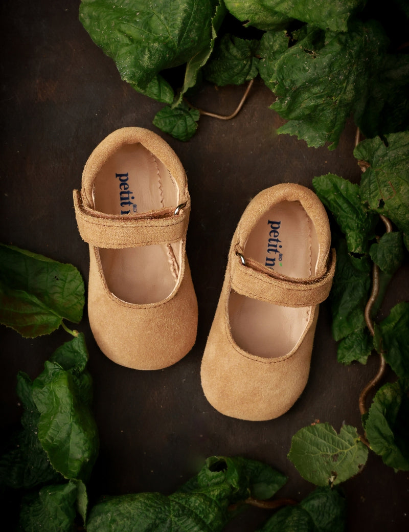 Petit Nord Ballerina Shoe with Velcro Indoor Shoes Sahara Suede 122