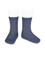 Basic Rib Short Socks - Dusty Blue