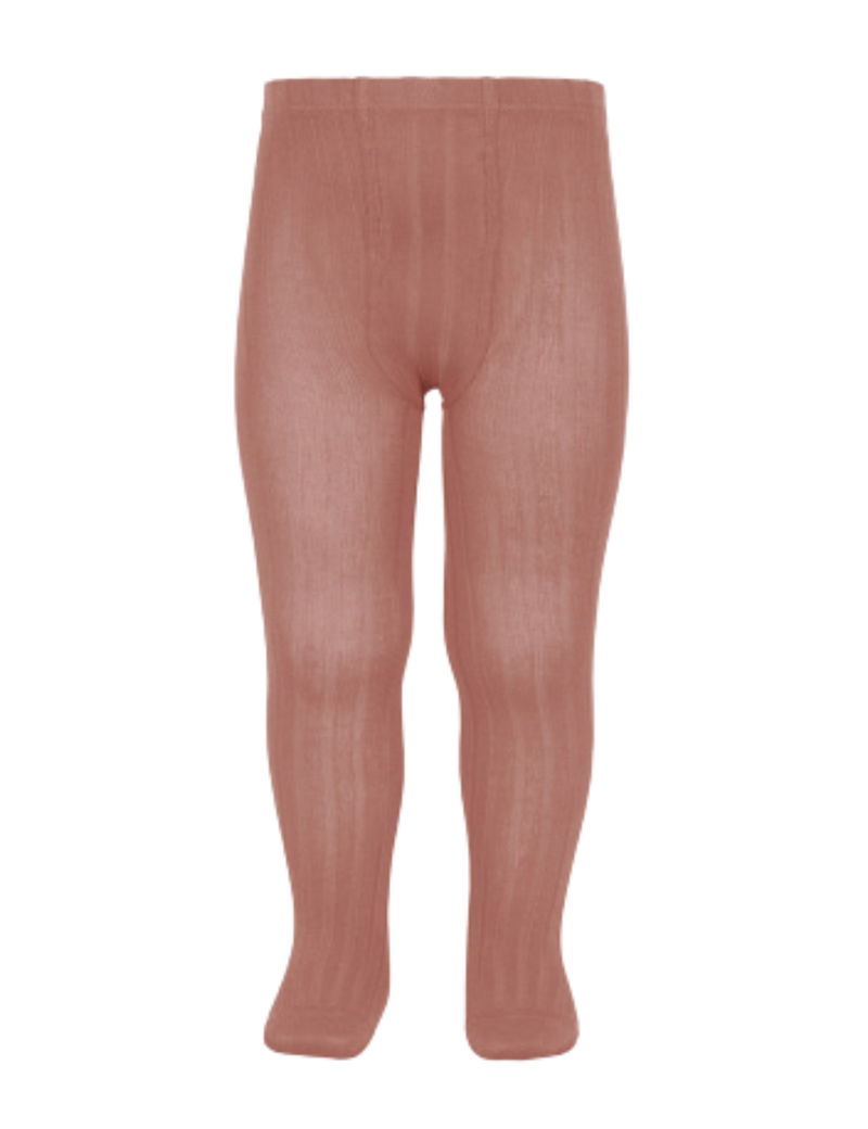 Petit Nord Basic Rib Tights Socks Terracotta 126