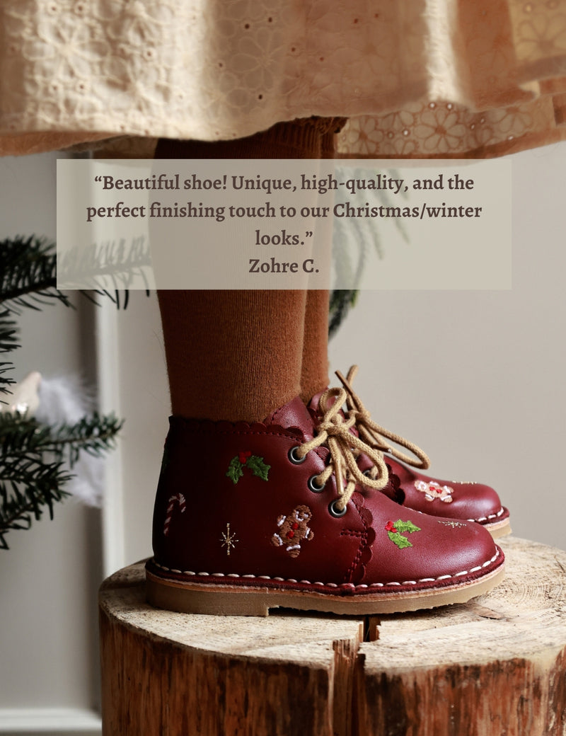 Petit Nord Christmas Scallop Boot Low Boot Shoes Bordeaux 150