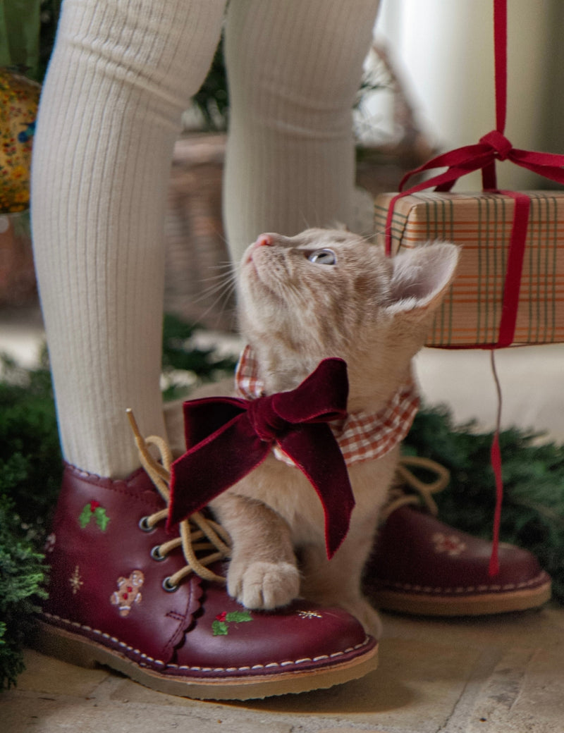 Petit Nord Christmas Scallop Boot Low Boot Shoes Bordeaux 150