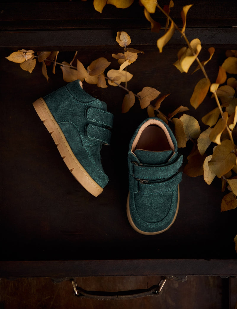 Petit Nord Chubby Cruiser velcro Indoor Shoes Teal Suede 153