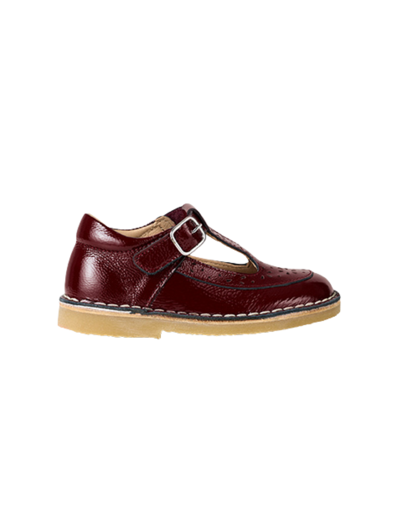 Petit Nord Low T-Bar Flower T-bars and Ballerinas Burgundy Patent 159
