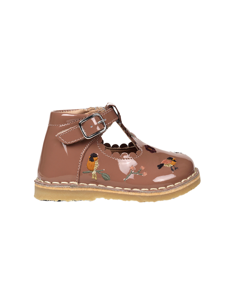 Petit Nord T-Bar Scallop Birds T-bars and Ballerinas Rose Clay Patent 091