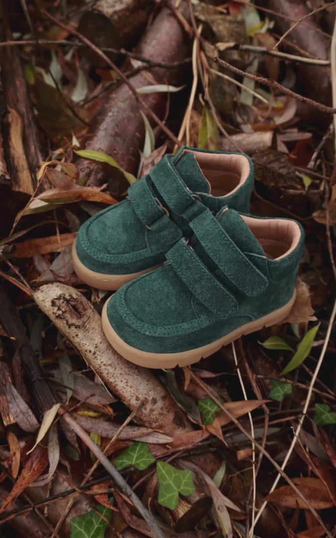 Petit Nord Chubby Cruiser velcro Indoor Shoes Teal Suede 153