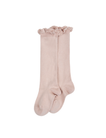 Knee Socks with Lace Edging - Old rose